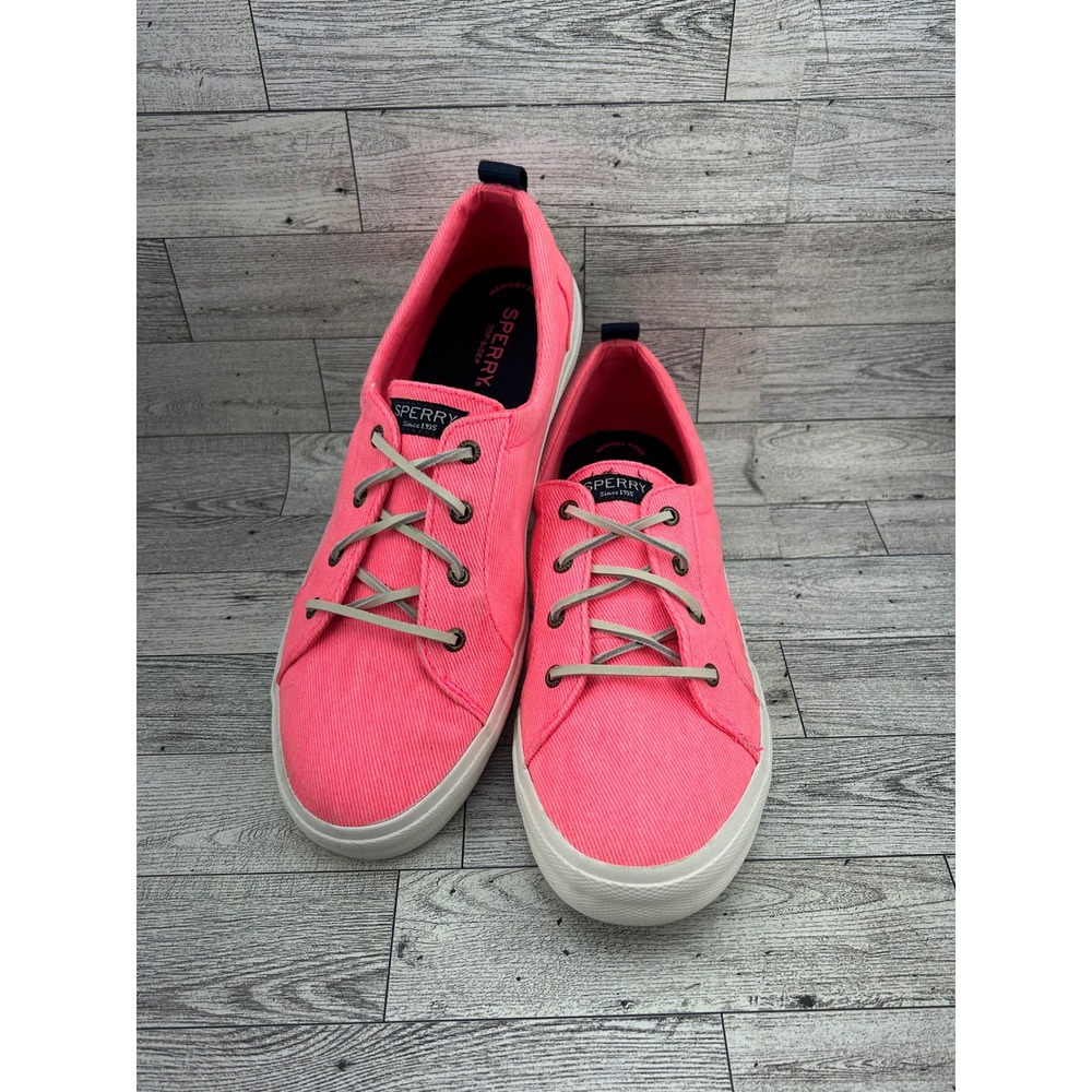 Sperry Crest Vibe Neon Pink Corduroy Sneakers Women Sz 11 STS85165 Low Top Shoes